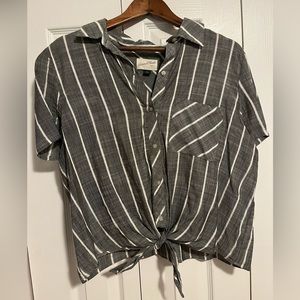 Universal Threads Grey Striped Button Up